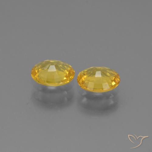Gemas de Zafiro Amarillo medio natural de 1.28 ct, Ovalada, VS
