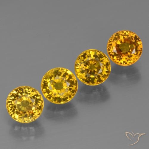 Gemas de Zafiro Amarillo miel natural de 3.07 ct, Redondo, VS