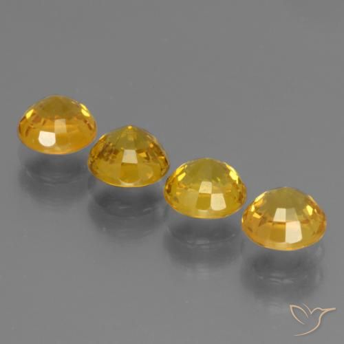 Gemas de Zafiro Amarillo miel natural de 3.07 ct, Redondo, VS