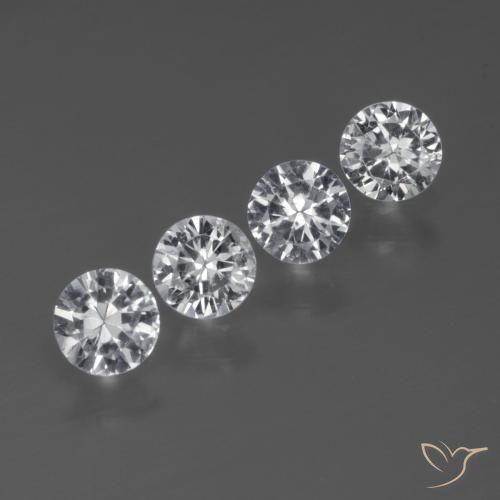 Gemas de Zafiro Blanco claro natural de 1.29 ct, Redondo, VS
