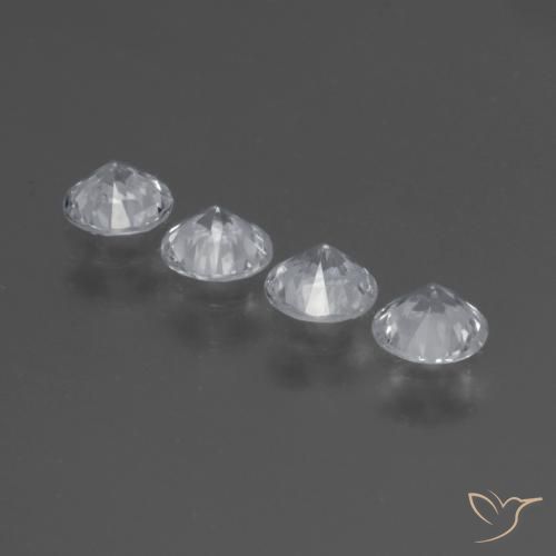 Gemas de Zafiro Blanco claro natural de 1.29 ct, Redondo, VS