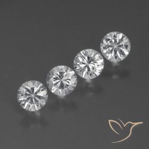 Gemas de Zafiro Blanco natural de 1.36 ct, Redondo, VVS-VS