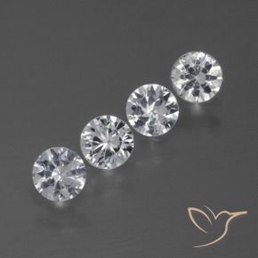 Gemas de Zafiro Blanco claro natural de 1.31 ct, Redondo, VS