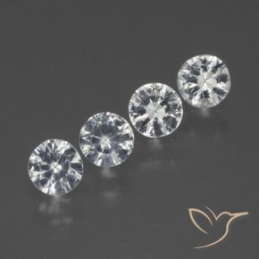 Gemas de Zafiro Blanco claro natural de 1.35 ct, Redondo, VS