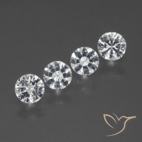 Gemas de Zafiro Blanco claro natural de 1.27 ct, Redondo, VS