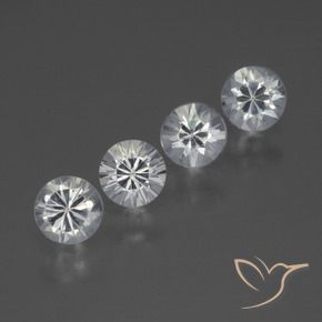 Gemas de Zafiro Blanco claro natural de 1.39 ct, Redondo, VVS-VS