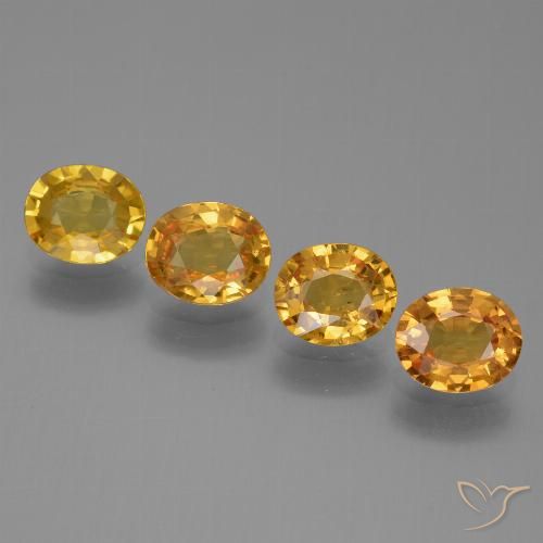 Gemas de Zafiro Dorado naranja oscuro natural de 3.06 ct, Ovalada, VS