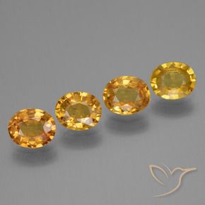 Gemas de Zafiro Dorado naranja oscuro natural de 3.06 ct, Ovalada, VS