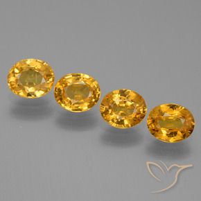 Gemas de Zafiro Dorado naranja oscuro natural de 2.89 ct, Ovalada, VS