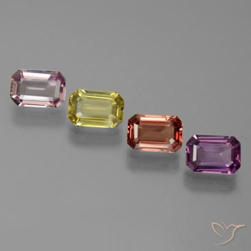 Gemas de Zafiro Multicolor natural de 2.58 ct, Corte Octágono / Esmeralda, VVS-VS