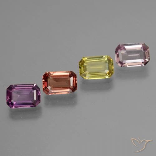 Gemas de Zafiro Multicolor natural de 2.58 ct, Corte Octágono / Esmeralda, VVS-VS