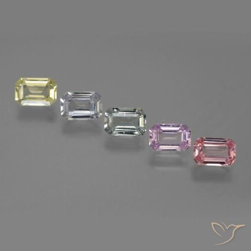 Gemas de Zafiro Multicolor natural de 3.23 ct, Corte Octágono / Esmeralda, VVS-VS
