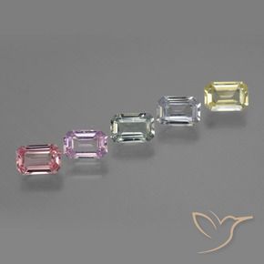 Gemas de Zafiro Multicolor natural de 3.23 ct, Corte Octágono / Esmeralda, VVS-VS
