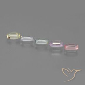 Gemas de Zafiro Multicolor natural de 3.23 ct, Corte Octágono / Esmeralda, VVS-VS