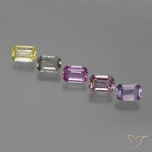Gemas de Zafiro Multicolor natural de 3.19 ct, Corte Octágono / Esmeralda, VVS-VS