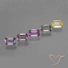 Gemas de Zafiro Multicolor natural de 3.19 ct, Corte Octágono / Esmeralda, VVS-VS