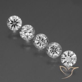 Gemas de Zafiro Blanco claro natural de 1.78 ct, Redondo, VS