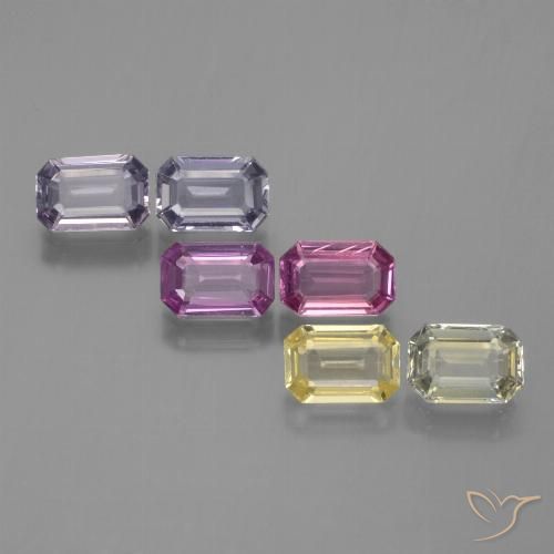Gemas de Zafiro Multicolor natural de 3.54 ct, Corte Octágono / Esmeralda, VVS-VS
