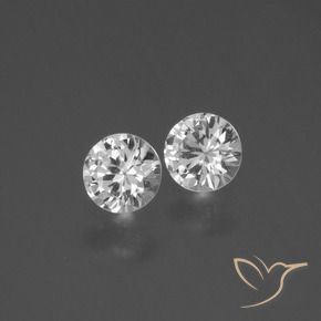 Gemas de Zafiro Blanco claro natural de 0.81 ct, Redondo, VS