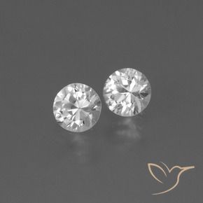 Gemas de Zafiro Blanco claro natural de 0.80 ct, Redondo, VS