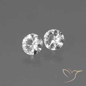 Gemas de Zafiro Blanco claro natural de 0.75 ct, Redondo, VS