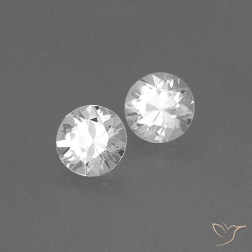 Gemas de Zafiro Blanco natural de 0.78 ct, Redondo, VVS-VS