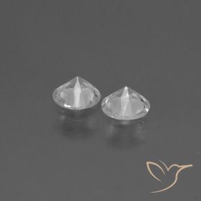 Gemas de Zafiro Blanco natural de 0.74 ct, Redondo, VS