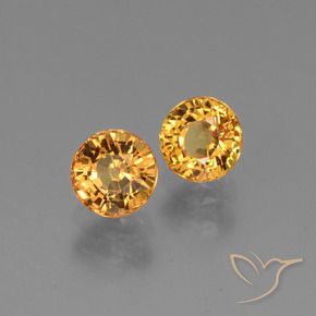 Gemas de Zafiro Dorado-naranja medio natural de 1.46 ct, Redondo, VVS