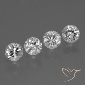 Gemas de Zafiro Blanco claro natural de 1.63 ct, Redondo, VS