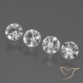 Gemas de Zafiro Blanco claro natural de 1.52 ct, Redondo, VS