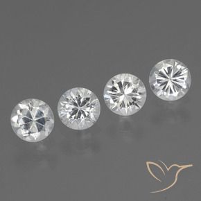 Gemas de Zafiro Blanco natural de 1.59 ct, Redondo, VVS-VS