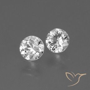 Gemas de Zafiro Blanco claro natural de 0.74 ct, Redondo, VS