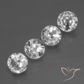 Gemas de Zafiro Blanco claro natural de 1.39 ct, Redondo, VS