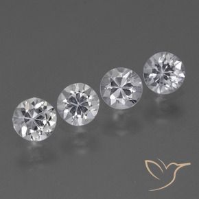 Gemas de Zafiro Blanco claro natural de 1.65 ct, Redondo, VVS-VS