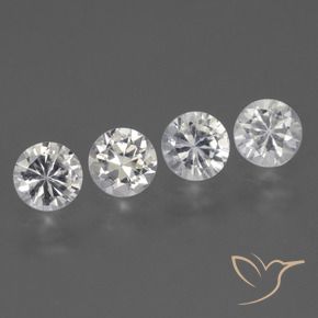 Gemas de Zafiro Blanco natural de 1.71 ct, Redondo, VVS-VS