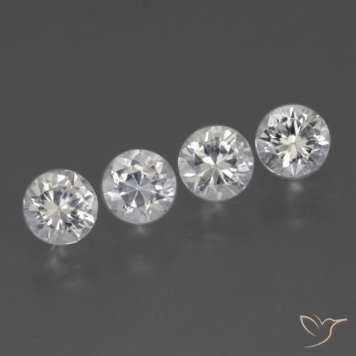Gemas de Zafiro Blanco natural de 1.58 ct, Redondo, VS