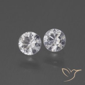 Gemas de Zafiro Blanco claro natural de 0.75 ct, Redondo, VS