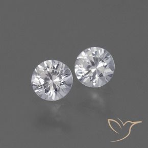 Gemas de Zafiro Blanco natural de 0.81 ct, Redondo, VVS-VS