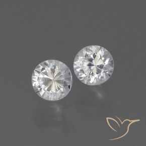 Gemas de Zafiro Blanco natural de 0.84 ct, Redondo, VVS-VS