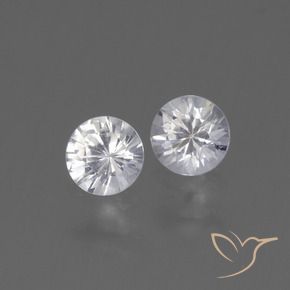 Gemas de Zafiro Blanco claro natural de 0.81 ct, Redondo, VVS-VS