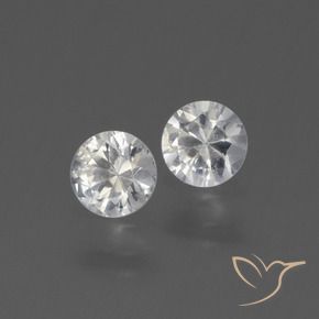 Gemas de Zafiro Blanco claro natural de 0.76 ct, Redondo, VVS-VS