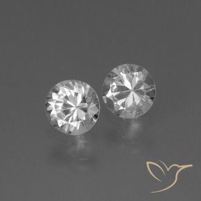 Gemas de Zafiro Blanco claro natural de 0.78 ct, Redondo, VS