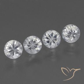 Gemas de Zafiro Blanco natural de 1.77 ct, Redondo, VS