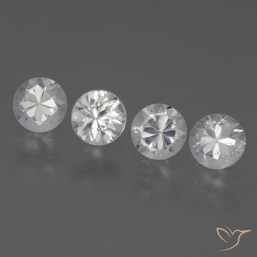 Gemas de Zafiro Blanco natural de 1.72 ct, Corte Redondo, VVS-VS