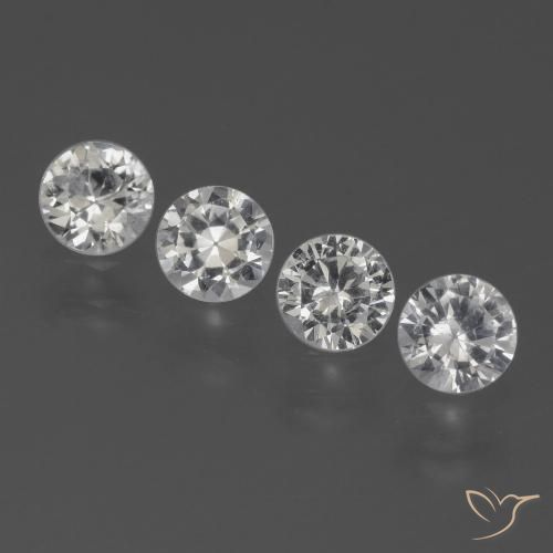 Gemas de Zafiro Blanco claro natural de 1.54 ct, Redondo, VS
