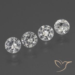 Gemas de Zafiro Blanco claro natural de 1.54 ct, Redondo, VS
