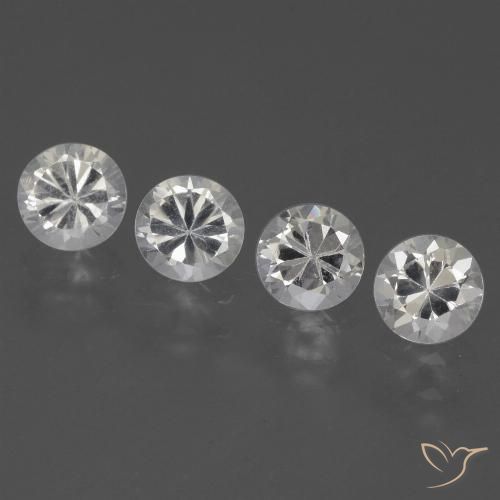 Gemas de Zafiro Blanco claro natural de 1.74 ct, Redondo, VVS-VS
