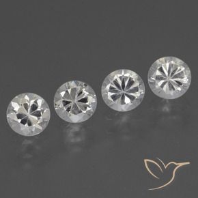 Gemas de Zafiro Blanco claro natural de 1.74 ct, Redondo, VVS-VS