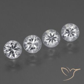 Gemas de Zafiro Blanco natural de 1.62 ct, Redondo, VVS-VS
