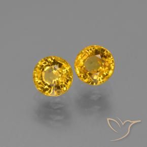 Gemas de Zafiro Naranja medio natural de 1.56 ct, Redondo, VS